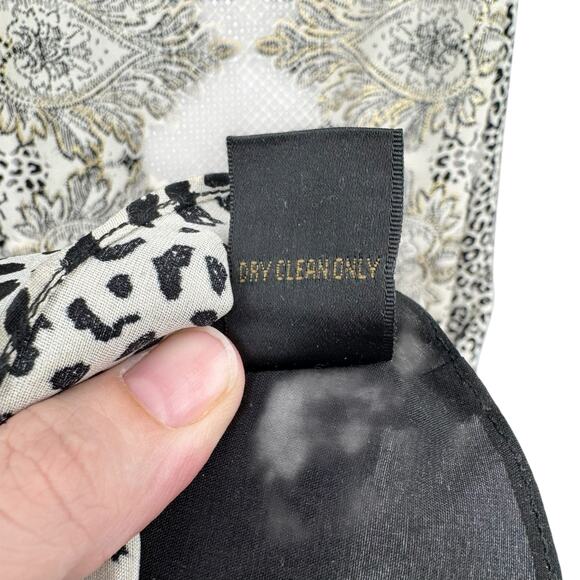 Nicole Miller Black & Cream Mixed Print Silk Blend Strapless Maxi Cocktail Dress - Picture 14 of 14